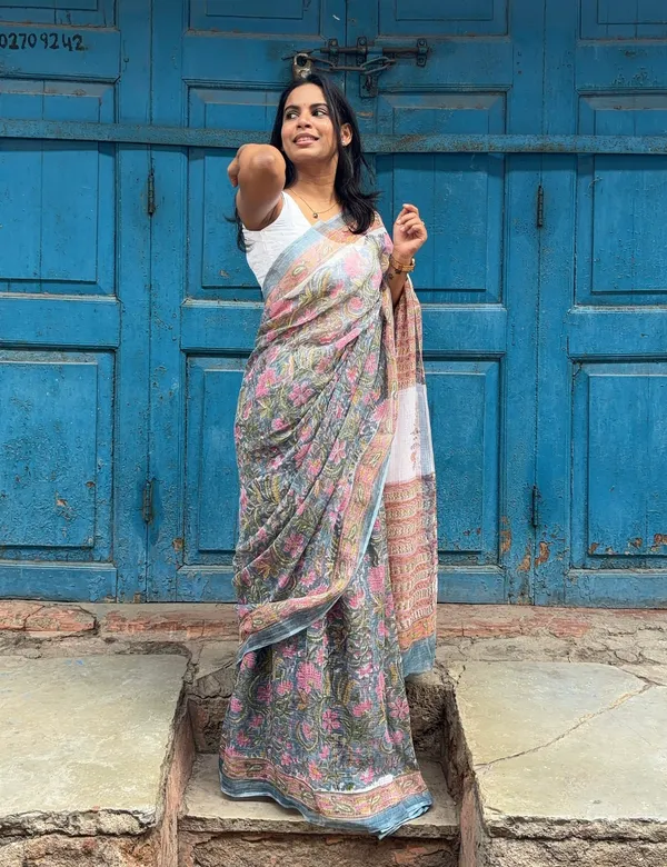Grey_Handblock_Kota_Doria_Saree_For_Women