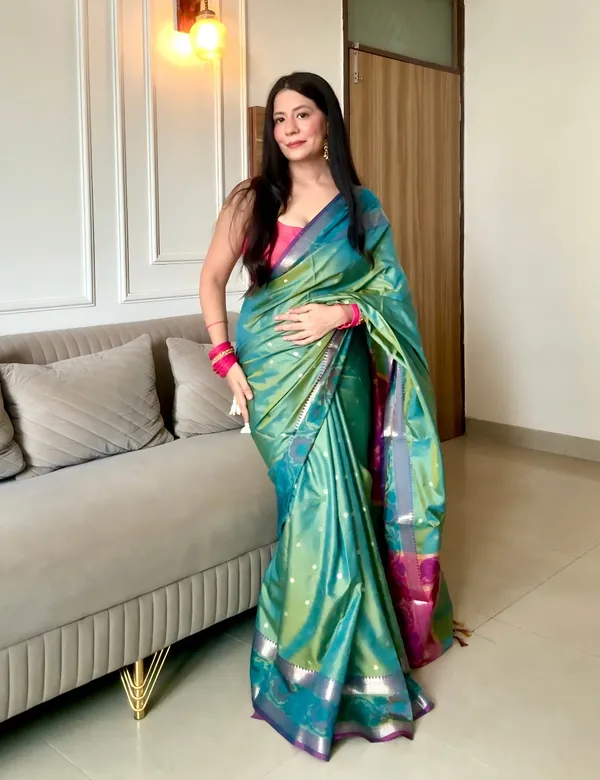 Green_Semi_Silk_Pochampally_Saree