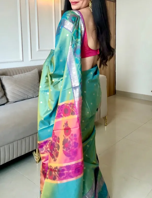 Green_Semi_Silk_Pochampally_Saree