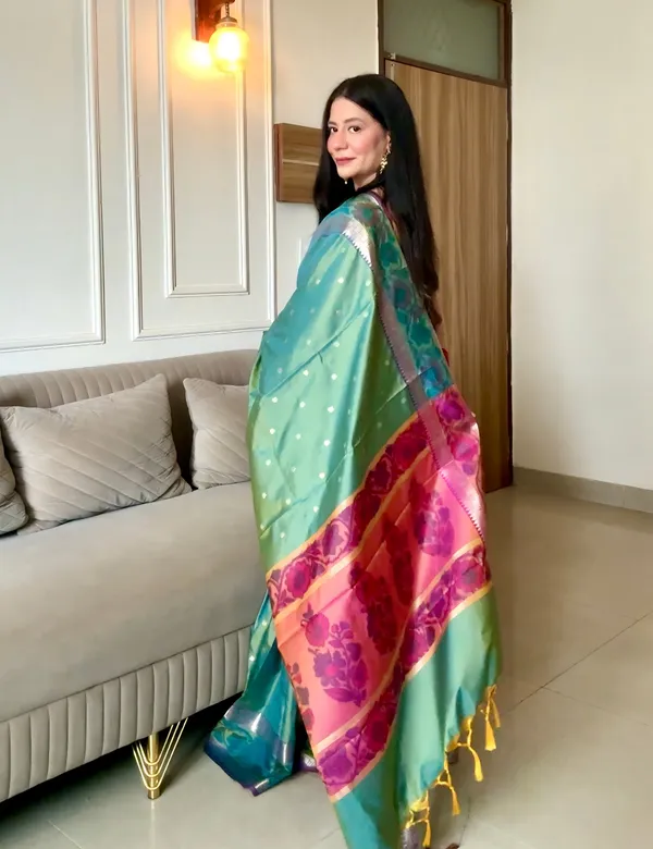Green_Semi_Silk_Pochampally_Saree