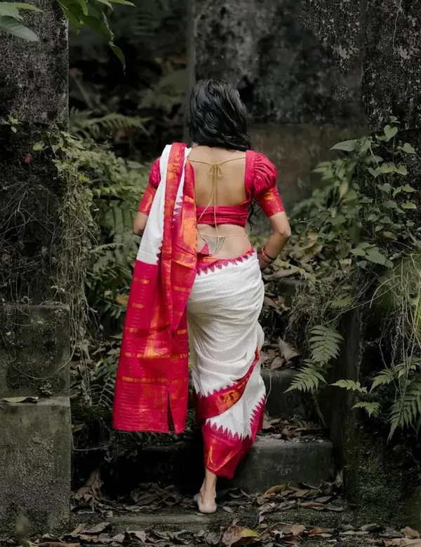 White_&_Red_Premium_Cotton_Saree_For_Women