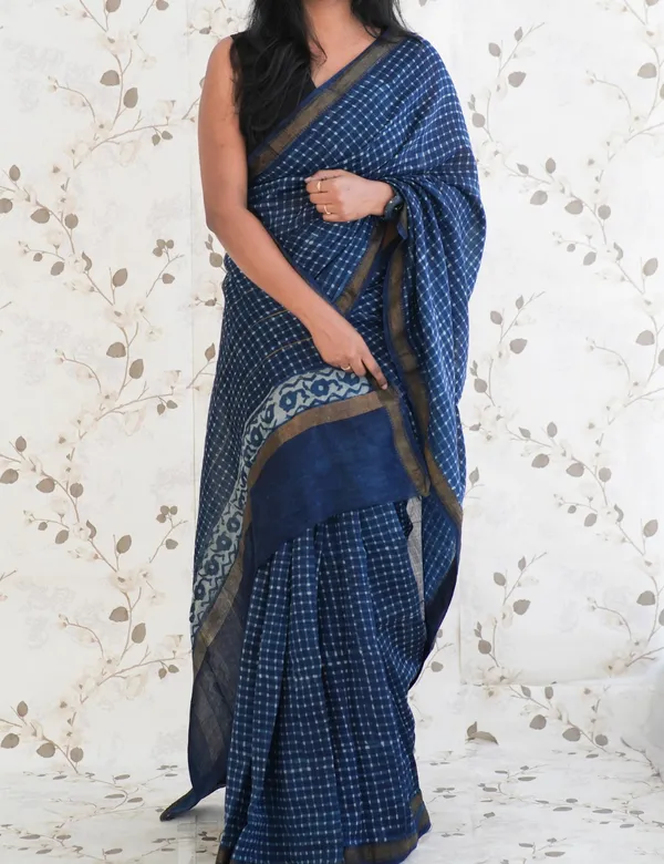Indigo_Premium_Handblock_Printed_Maheswari_Silk_cotton_Saree_For_Women