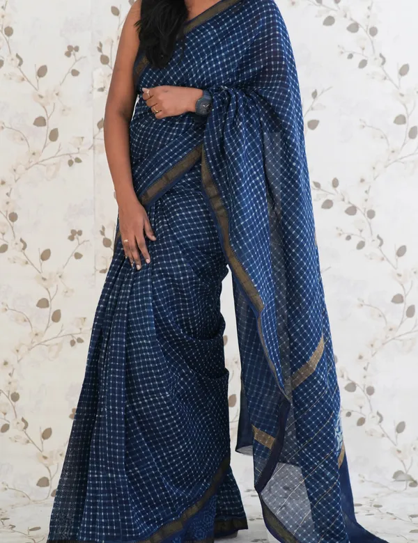 Indigo_Premium_Handblock_Printed_Maheswari_Silk_cotton_Saree_For_Women
