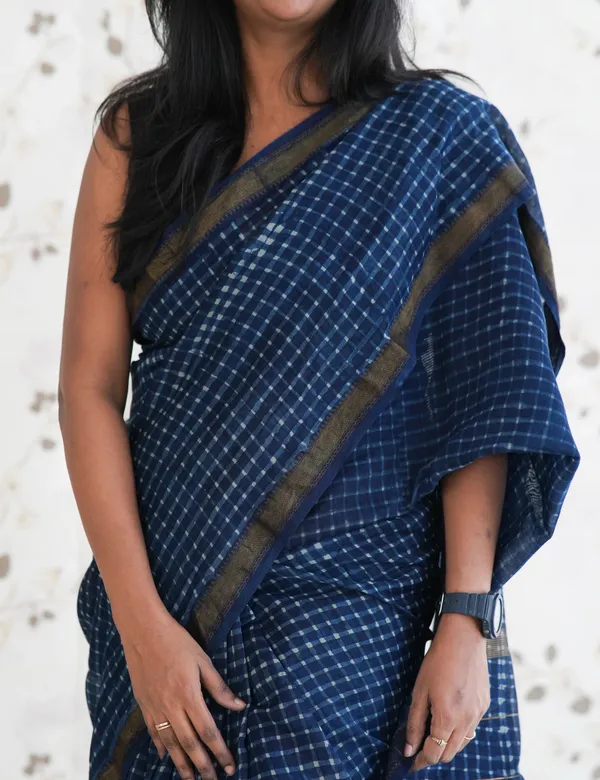 Indigo_Premium_Handblock_Printed_Maheswari_Silk_cotton_Saree_For_Women