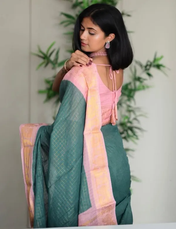 Dusty_Teal_Blue_Premium_Cotton_Saree_For_Women