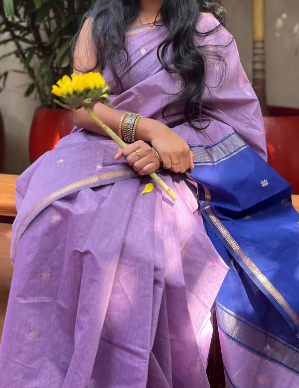 Lavender_And_Blue_Premium_Silk_And_Cotton_Saree_For_Women