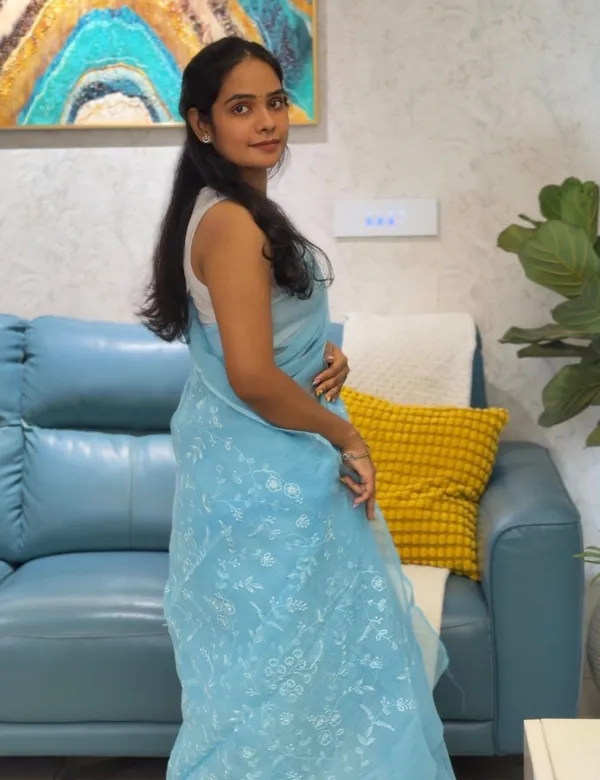 Sky_Blue_Embroidered_Kota_Doria_Saree_For_Women