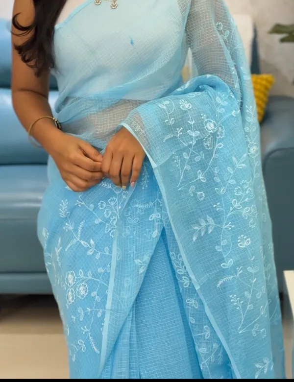Sky_Blue_Embroidered_Kota_Doria_Saree_For_Women