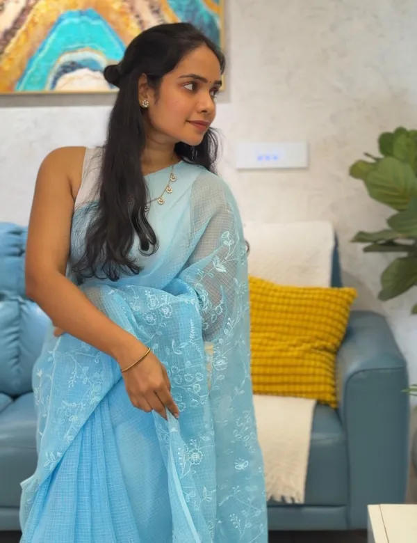 Sky_Blue_Embroidered_Kota_Doria_Saree_For_Women