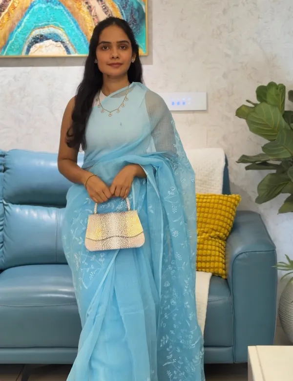 Sky_Blue_Embroidered_Kota_Doria_Saree_For_Women