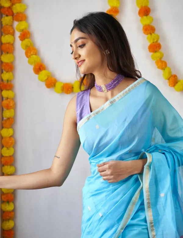 Sky_Blue_And_Lavender_Premium_Silk_And_Cotton_Saree_For_Women