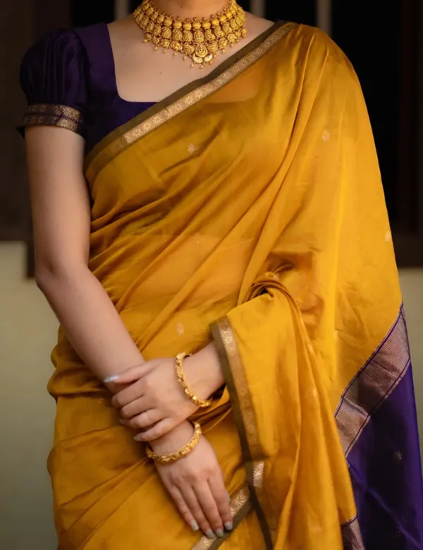 Yellow_And_Violet_Premium_Silk_And_Cotton_Saree_For_Women