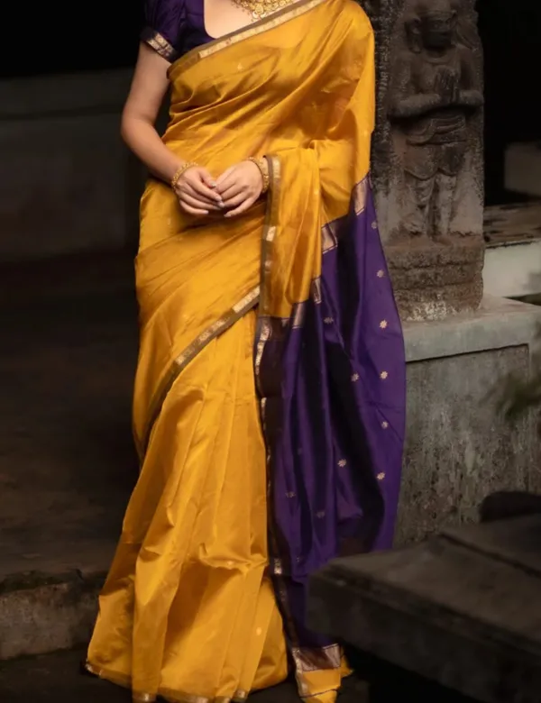 Yellow_And_Violet_Premium_Silk_And_Cotton_Saree_For_Women