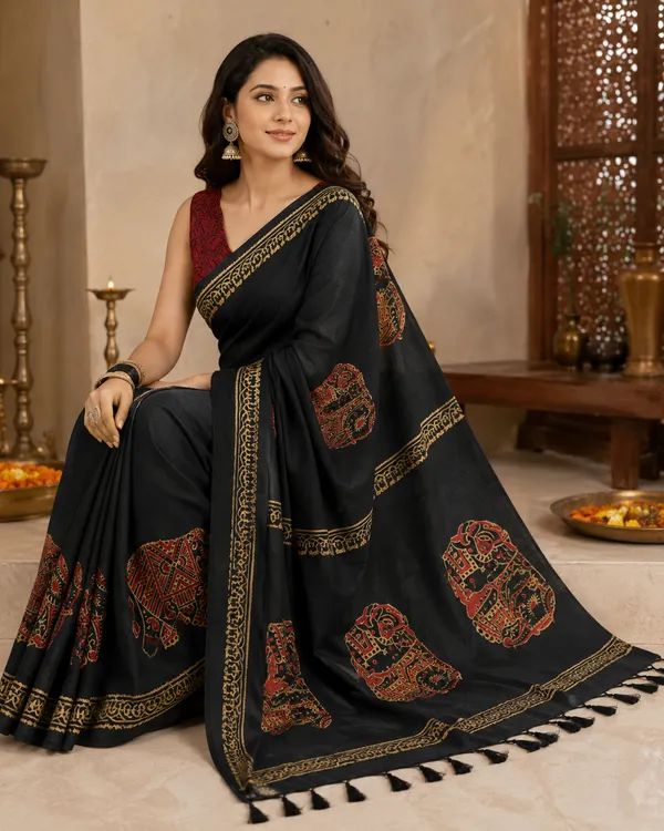 Black_Premium_Cotton_Saree_For_Women