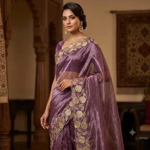 Mauve_Net_Golden_Floral_Vine_Hand_Embroidered_Saree_For_Women