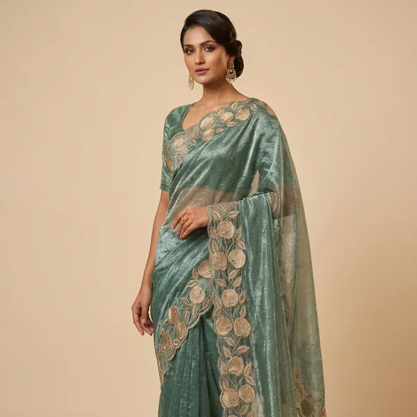 Green_Net_Embroidered_Floral_Saree_For_Women