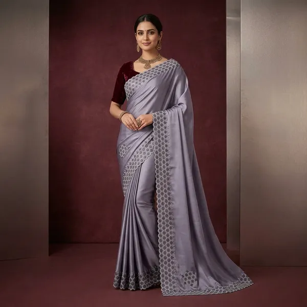 Lilac_Purple_Japan_Satin_Geometric_Embellished_Saree_For_Women