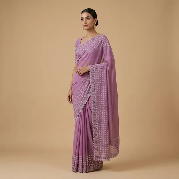 Deep_Onion_Pink_Japan_Satin_Embroidered_Floral_Saree_For_Women