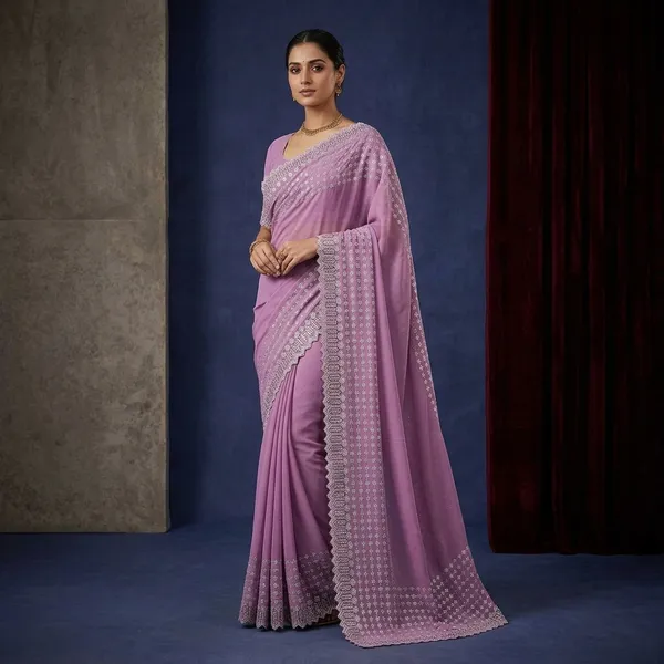 Deep_Onion_Pink_Japan_Satin_Embroidered_Floral_Saree_For_Women