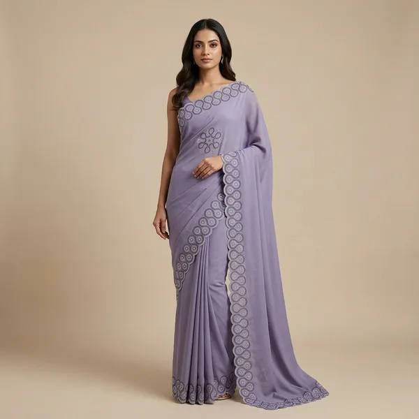 Lilac_Purple_Japan_Satin_Embellished_Floral_Border_Saree_For_Women