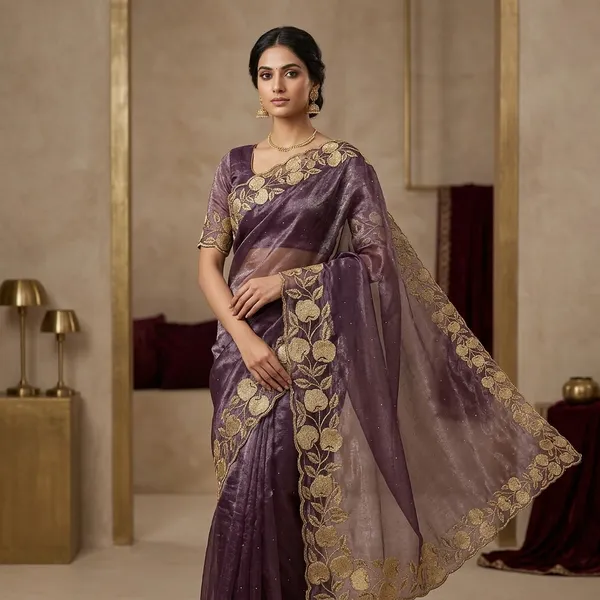 Wine_Net_Embroidered_Floral_Saree_For_Women