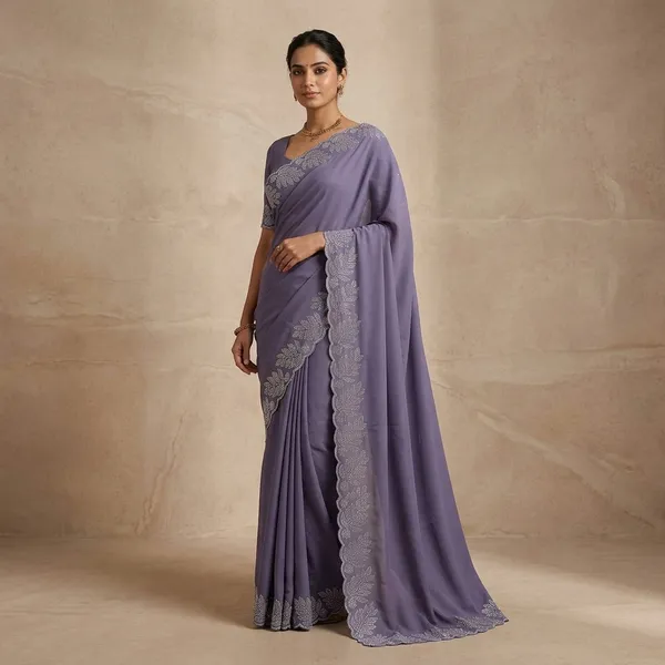 Lilac_Purple_Japan_Satin_Embellished_Floral_Border_Saree_For_Women