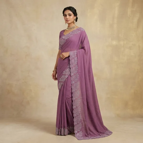 Deep_Onion_Pink_Japan_Satin_Embellished_Floral_Border_Saree_For_Women