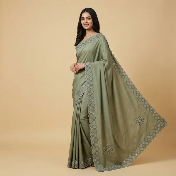 Sage_Green_Japan_Satin_Embellished_Festive_Saree_For_Women