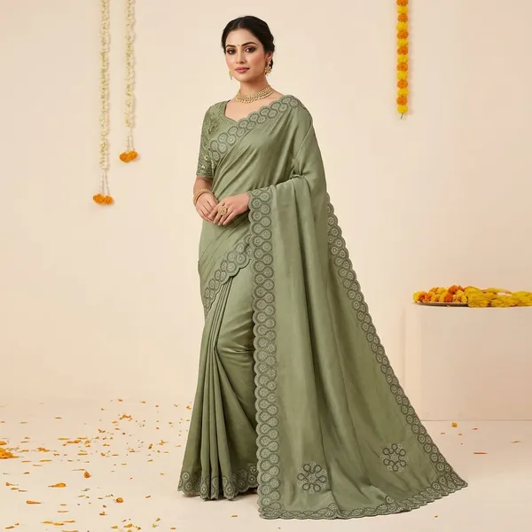 Sage_Green_Japan_Satin_Embellished_Festive_Saree_For_Women