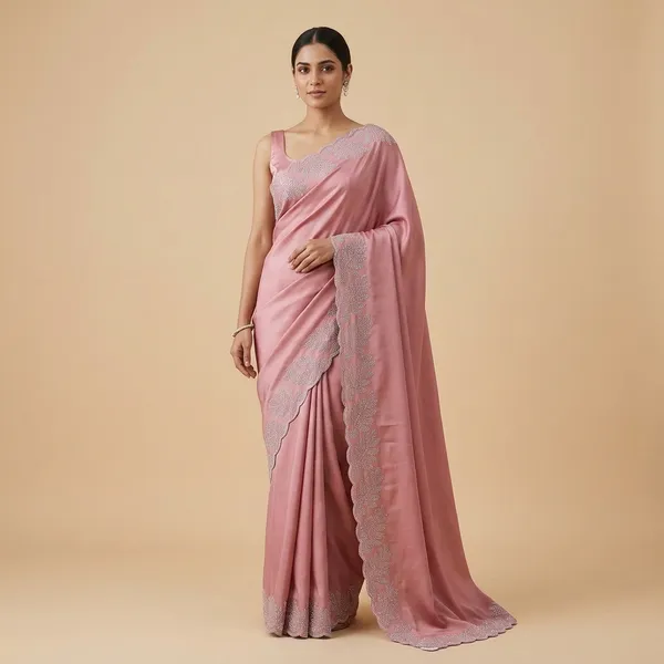 Dusty_Pink_Japan_Satin_Floral_Border_Embellished_Saree_For_Women