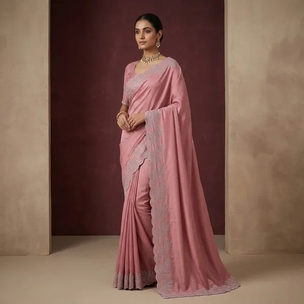 Dusty_Pink_Japan_Satin_Floral_Border_Embellished_Saree_For_Women