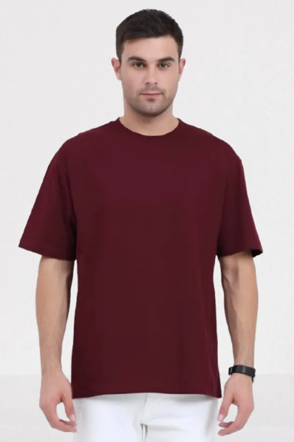 Maroon_Cotton_Drop_Shoulder_Oversized_T_Shirt_For_Men