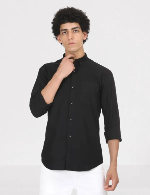 Black_Cotton_Solid_Oxford_Shirt_For_Men