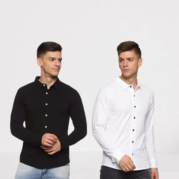 Black_White_Cotton_Shirt_For_Men_Pack_Of_2