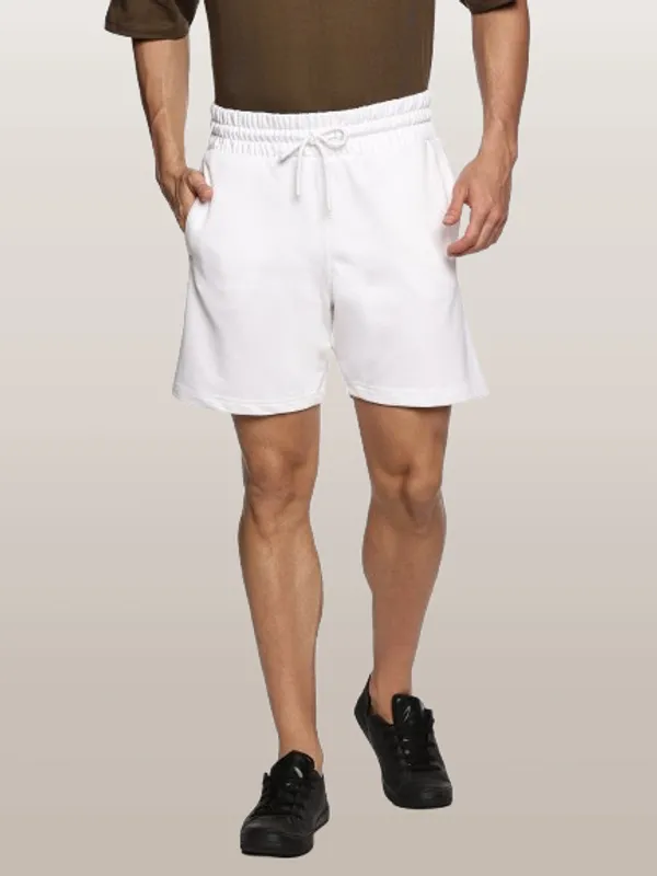 White_Cotton_Terry_Relaxed_Fit_Shorts_For_Men