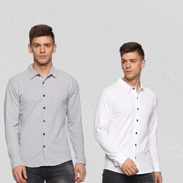 Grey_White_Cotton_Shirt_For_Men_Pack_Of_2