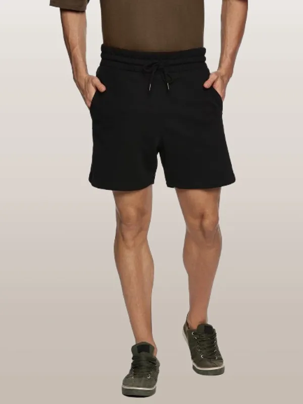 Black_Cotton_Terry_Casual_Shorts_For_Men