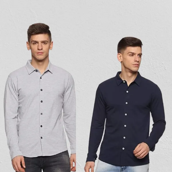 Grey_Navy_Blue_Cotton_Shirt_For_Men_Pack_Of_2