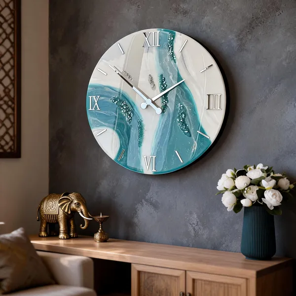 Mdf_Glass_Contemporary_Abstract_Marble_Wall_Clock