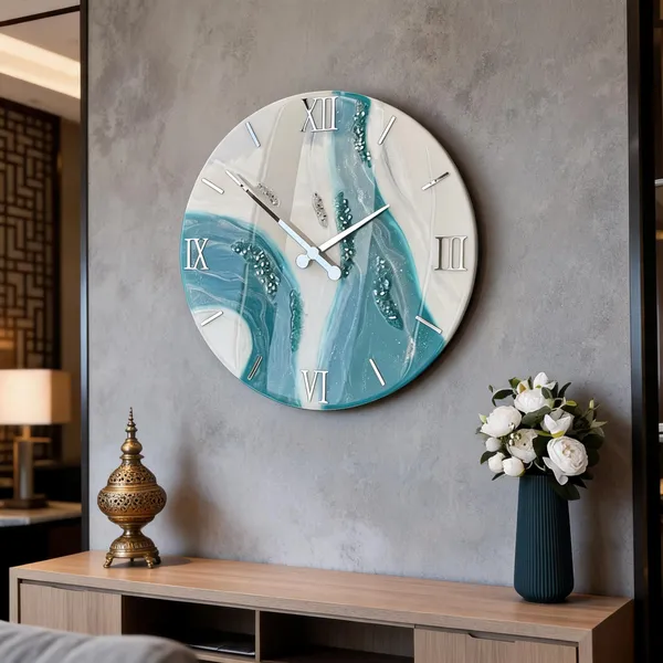 Mdf_Glass_Contemporary_Abstract_Marble_Wall_Clock