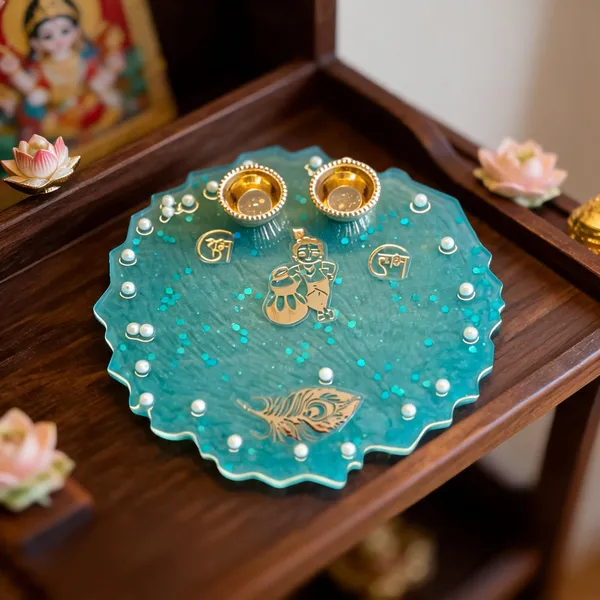 Acrylic_Resin_Devotional_Peacock_Motif_Pooja_Thali_Set