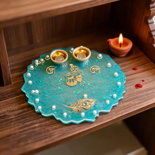 Acrylic_Resin_Devotional_Peacock_Motif_Pooja_Thali_Set
