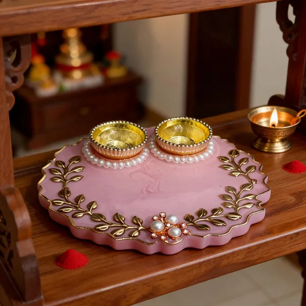 Metal_Resin_Festive_Pink_Scalloped_Pooja_Thali_Set