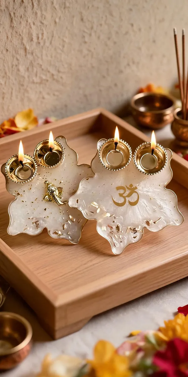 Resin_Devotional_Lotus_Om_Diya_Holder_Set