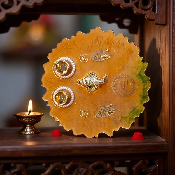Metal_Festive_Gold_Tone_Ganesh_Om_Pooja_Thali_Set