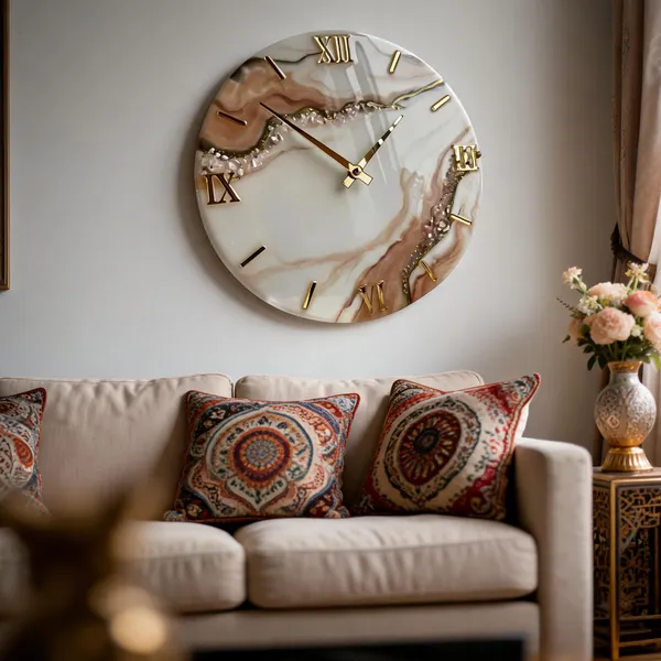 Mdf_Glass_Elegant_Beige_Marble_Effect_Wall_Clock