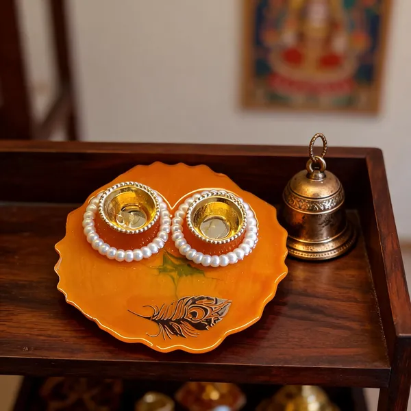 Resin_Metal_Festive_Peacock_Feather_Diya_Set