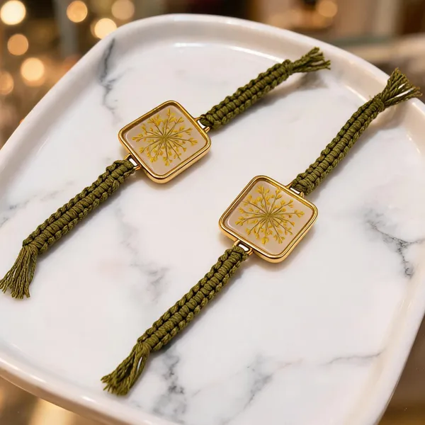 Olive_Green_Braided_Cord_Floral_Bracelet_-_Pack_Of_2