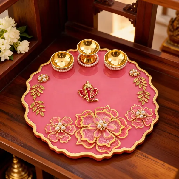 Resin_Metal_Festive_Floral_Ganesha_Pooja_Thali_Set