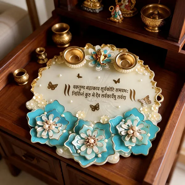 Acrylic_Resin_Festive_Blue_Floral_Pooja_Thali_Set